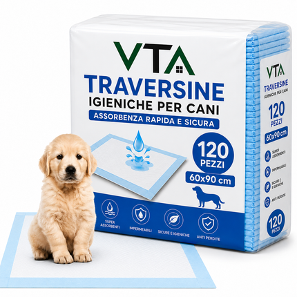 Traversine Cani 60x90 5 Strati Super Assorbenti Senza Perdite - Tecnologia Gel, Asciugatura Rapida, Inodore - Per Cuccioli e Cani Anziani, Utilizzabili in Casa o Auto