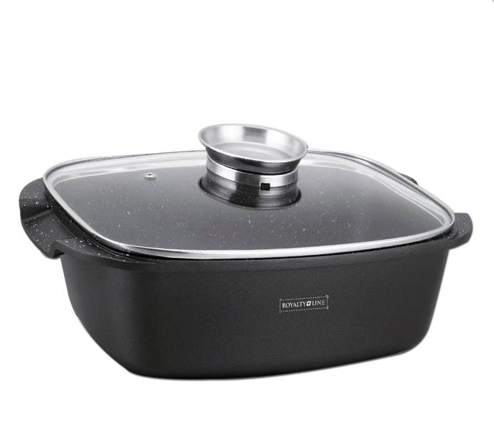 Rostiera con Coperchio in Vetro Antiaderente – Teglia da Forno con Rivestimento Effetto Pietra, Casseruola Rettangolare per Arrosti, Pollo, Carne e Verdure – Adatta a Forno e Piano Cottura
