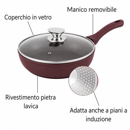 Set di Pentole 23 Pezzi Antiaderente con Coperchi in Vetro – Batteria di Pentole e Padelle con Manici Removibili, Mestoli e Accessori in Silicone – Adatte a Tutti i Piani di Cottura, Induzione Inclusa