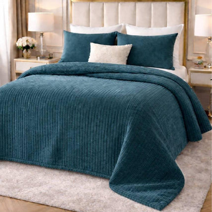 Copriletto Trapuntato Coste Velour in Velluto a Costine, Coperta Letto Matrimoniale Elegante e Morbida, Copriletto Moderno Tinta Unita per Camera da Letto – Design Made in Italy