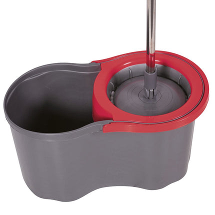 SuperMop Rotante con Secchio 16L e Strizzatore a Pressione, Mop in Microfibra con Testa Snodabile 360°, Manico Telescopico Allungabile fino a 110 cm, Ideale per Piastrelle, Parquet, Marmo e Mosaico