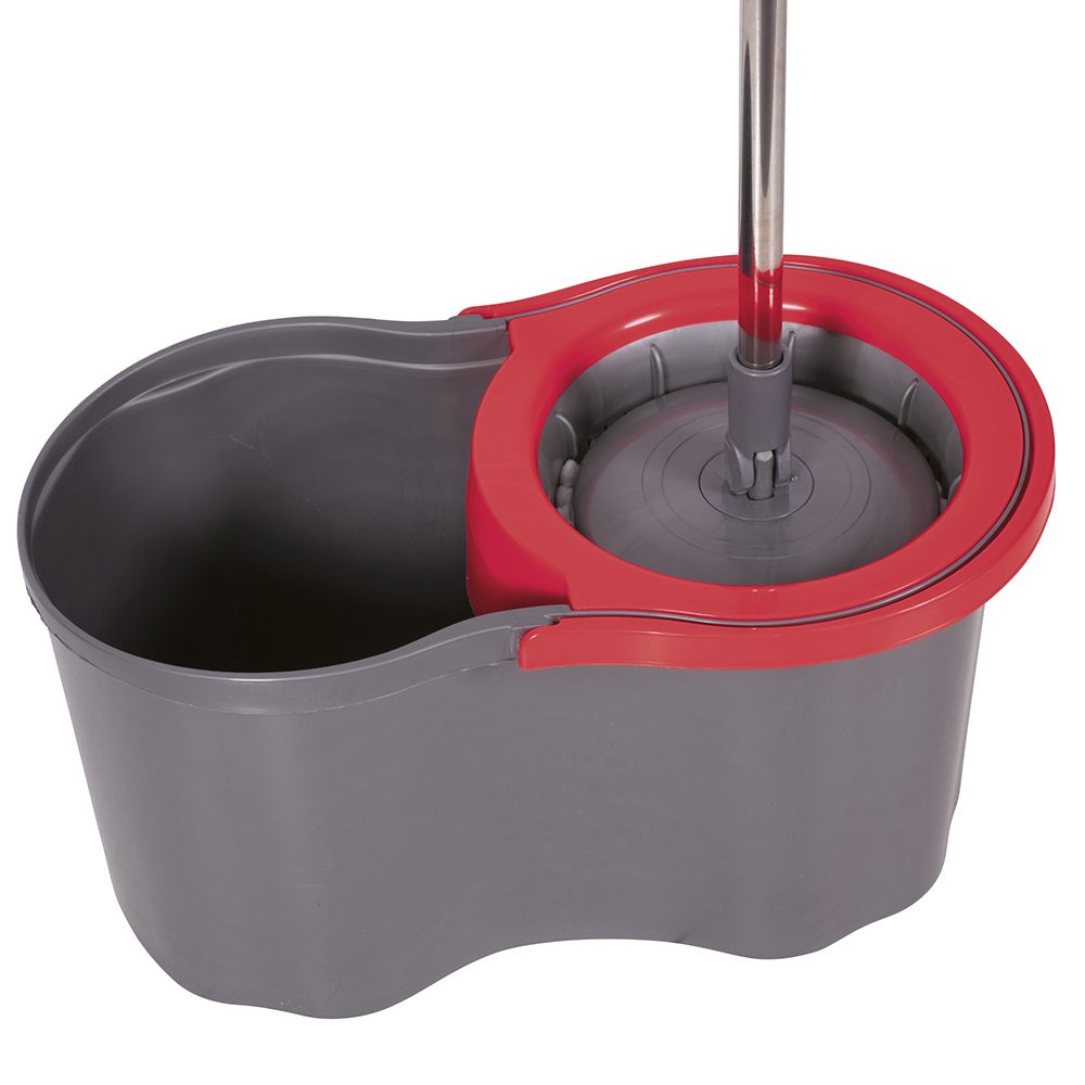 SuperMop Rotante con Secchio 16L e Strizzatore a Pressione, Mop in Microfibra con Testa Snodabile 360°, Manico Telescopico Allungabile fino a 110 cm, Ideale per Piastrelle, Parquet, Marmo e Mosaico