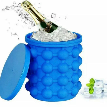 Secchiello Ghiaccio in Silicone con Coperchio – Ice Maker Manuale Salvaspazio, Contenitore per Cubetti Ghiaccio, Senza BPA, per Cocktail, Bevande e Party
