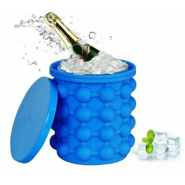 Secchiello Ghiaccio in Silicone con Coperchio – Ice Maker Manuale Salvaspazio, Contenitore per Cubetti Ghiaccio, Senza BPA, per Cocktail, Bevande e Party