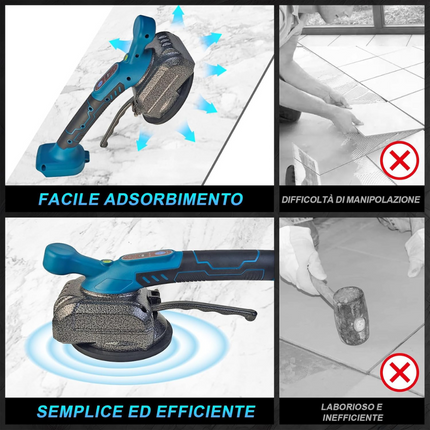 Piastrellatrice per piastrelle, Piastrella macchina Vibratori Piastrelle 100 kg, Vibratori Piastrelle con 2 batterie, Piastrellatrice Elettrica per Piastrelle 5 Velocità Regolabili Con ventose 160mm