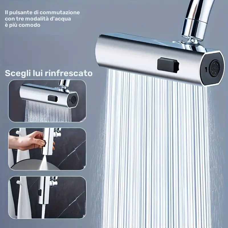 Rubinetto da Cucina 3 in 1 Con 3 Modalità di spruzzo e rotazione a 360° - AntiSpruzzo, Facile Installazione, Ideale per lavello