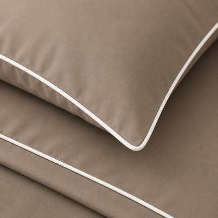 Completo Lenzuola Matrimoniali 100% Cotone Made in Italy – Set Letto Elegante con Profilo Decorativo, Stile Moderno e Fantasia Tinta Unita Disponibile in Diverse Raffinate Colorazioni