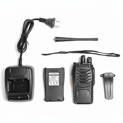 Walkie Talkie Professionali Ricaricabili Set Ricetrasmittenti, Basi di Ricarica, Auricolari, Batteria Li-Ion, Lunga Distanza, Clip da Cintura, Ideali per Escursionismo, Lavoro