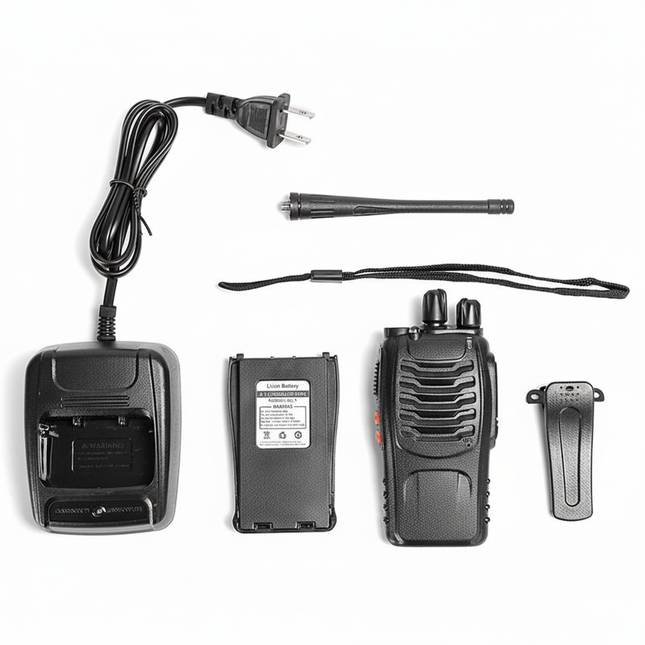 Walkie Talkie Professionali Ricaricabili Set Ricetrasmittenti, Basi di Ricarica, Auricolari, Batteria Li-Ion, Lunga Distanza, Clip da Cintura, Ideali per Escursionismo, Lavoro