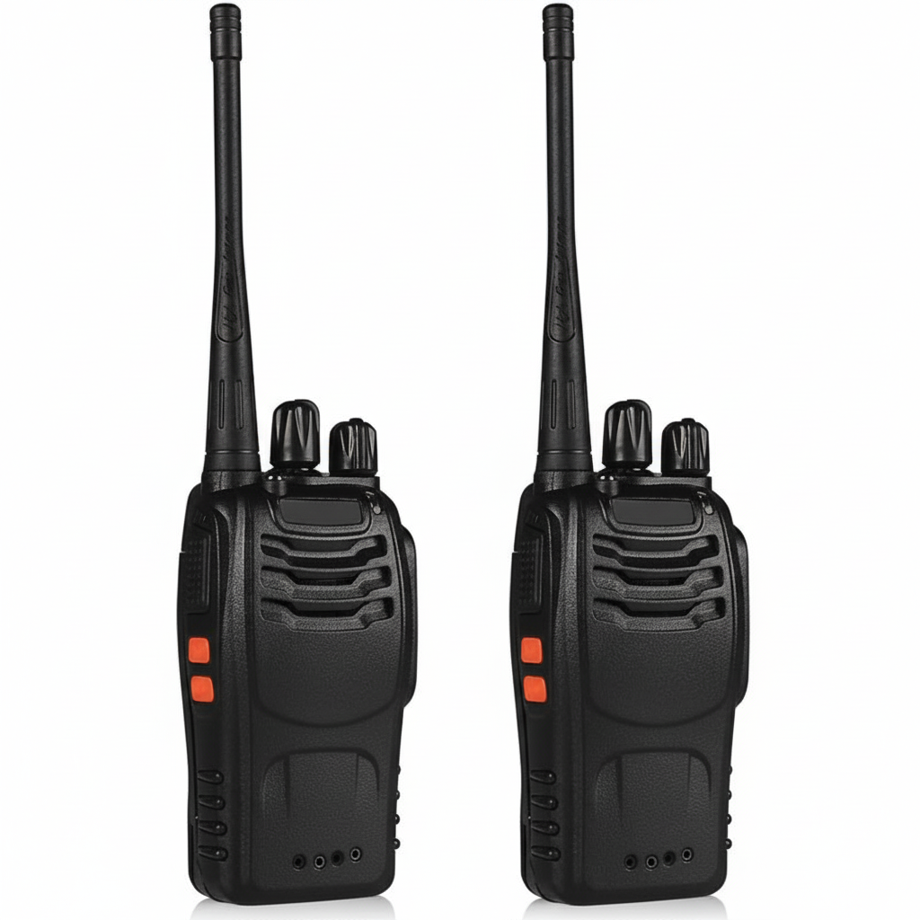 Walkie Talkie Professionali Ricaricabili Set Ricetrasmittenti, Basi di Ricarica, Auricolari, Batteria Li-Ion, Lunga Distanza, Clip da Cintura, Ideali per Escursionismo, Lavoro