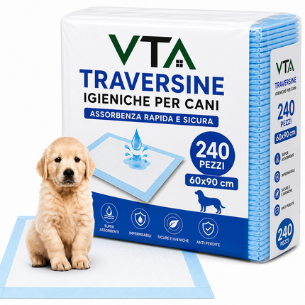 Traversine Cani 60x90 5 Strati Super Assorbenti Senza Perdite - Tecnologia Gel, Asciugatura Rapida, Inodore - Per Cuccioli e Cani Anziani, Utilizzabili in Casa o Auto