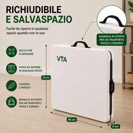 Tavolo Pieghevole Portatile salvaspazio | Tavolo richiudibile | Tavolo da campeggio con Sistema di Blocco di Sicurezza, Fino a 6 Persone - 180x75x74 cm (Bianco)