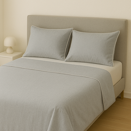 Completo Lenzuola Matrimoniali 100% Cotone Made in Italy – Set Letto Elegante con Profilo Decorativo, Stile Moderno e Fantasia Tinta Unita Disponibile in Diverse Raffinate Colorazioni