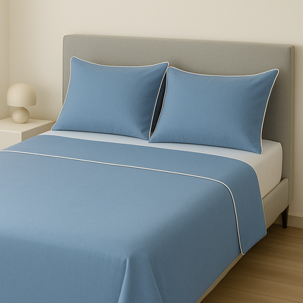 Completo Lenzuola Matrimoniali 100% Cotone Made in Italy – Set Letto Elegante con Profilo Decorativo, Stile Moderno e Fantasia Tinta Unita Disponibile in Diverse Raffinate Colorazioni