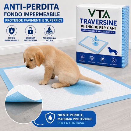 Traversine Cani 60x90 5 Strati Super Assorbenti Senza Perdite - Tecnologia Gel, Asciugatura Rapida, Inodore - Per Cuccioli e Cani Anziani, Utilizzabili in Casa o Auto