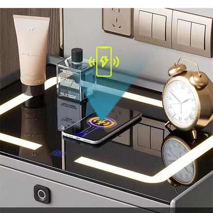 Comodino Smart comodino multifunzione ricarica Wireless con luce impronta digitale