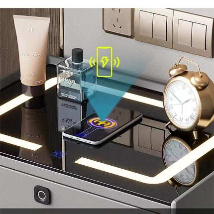 Comodino Smart comodino multifunzione ricarica Wireless con luce impronta digitale