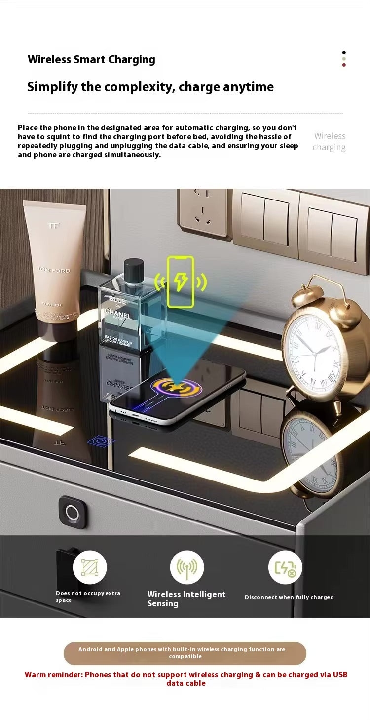 Comodino Smart comodino multifunzione ricarica Wireless con luce impronta digitale