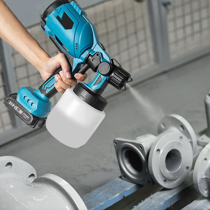 Pistola Verniciatrice Elettrica a Batteria 21V con Serbatoio 1000ml – Spruzzatore per Vernice Regolabile, 3 Modalità di Spruzzo, Controllo Flusso e Ugello in Rame per Pareti, Mobili e Fai da Te