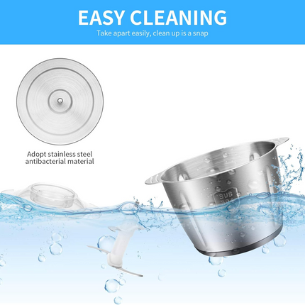 Tritatutto Cucina Elettrico da 3 Litri con Motore Potente e Ciotola in Acciaio SUS 304 per Carne Verdure e Ortaggi