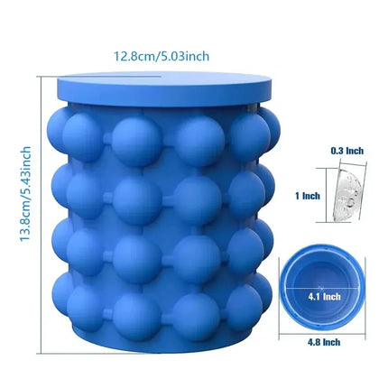 Secchiello Ghiaccio in Silicone con Coperchio – Ice Maker Manuale Salvaspazio, Contenitore per Cubetti Ghiaccio, Senza BPA, per Cocktail, Bevande e Party