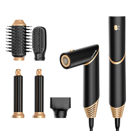 Asciugacapelli 6 in 1 Professionale con Spazzole Intercambiabili – Styler Multifunzione per Lisciare, Arricciare e Volumizzare, Regolazione Temperatura e Velocità