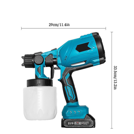 Pistola Verniciatrice Elettrica a Batteria 21V con Serbatoio 1000ml – Spruzzatore per Vernice Regolabile, 3 Modalità di Spruzzo, Controllo Flusso e Ugello in Rame per Pareti, Mobili e Fai da Te