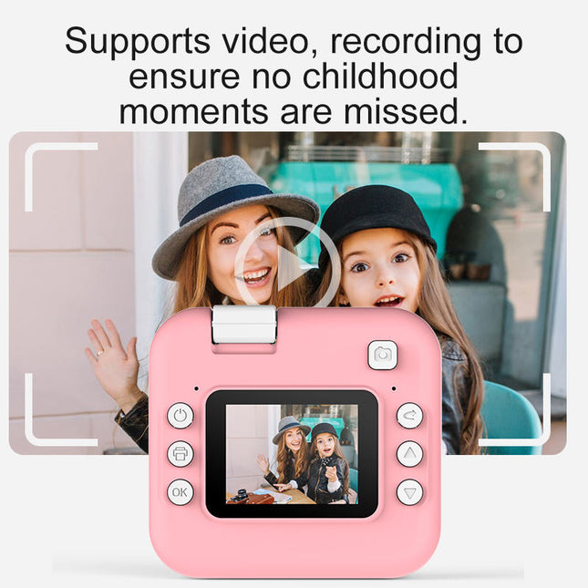 Fotocamera Istantanea Bambini con Stampa Termica in Bianco e Nero, Mini Camera con Video, Schermo LCD e Obiettivo 180°, Giocattolo Creativo COLORE CASUALE