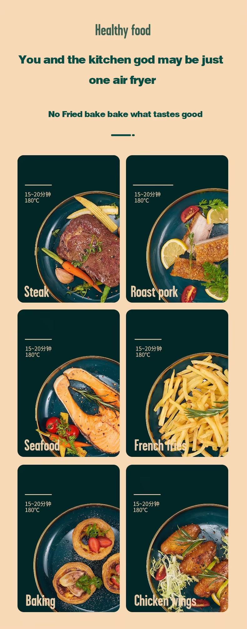 Friggitrice ad Aria 8 Litri XXL – Air Fryer Digitale con Display Touch LCD, Cottura Senza Olio, Programmi Automatici, Cestello Antiaderente per Famiglie
