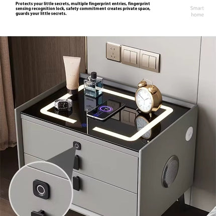 Comodino Smart comodino multifunzione ricarica Wireless con luce impronta digitale