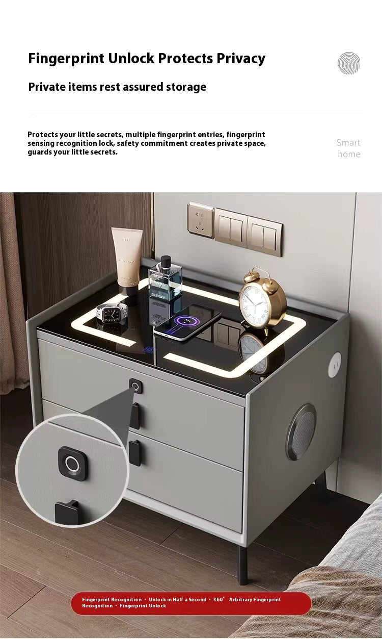 Comodino Smart comodino multifunzione ricarica Wireless con luce impronta digitale