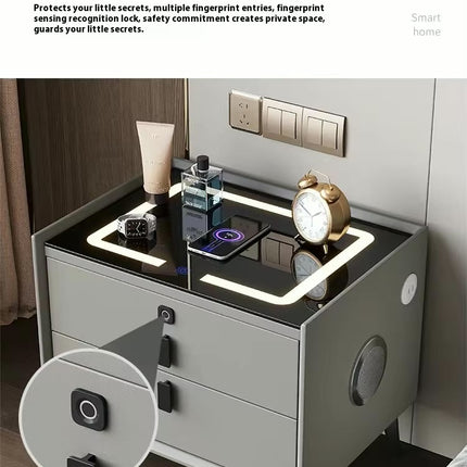 Comodino Smart comodino multifunzione ricarica Wireless con luce impronta digitale