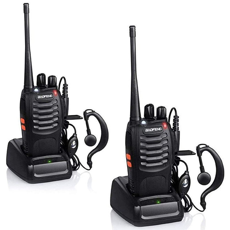 Walkie Talkie Professionali Ricaricabili Set Ricetrasmittenti, Basi di Ricarica, Auricolari, Batteria Li-Ion, Lunga Distanza, Clip da Cintura, Ideali per Escursionismo, Lavoro
