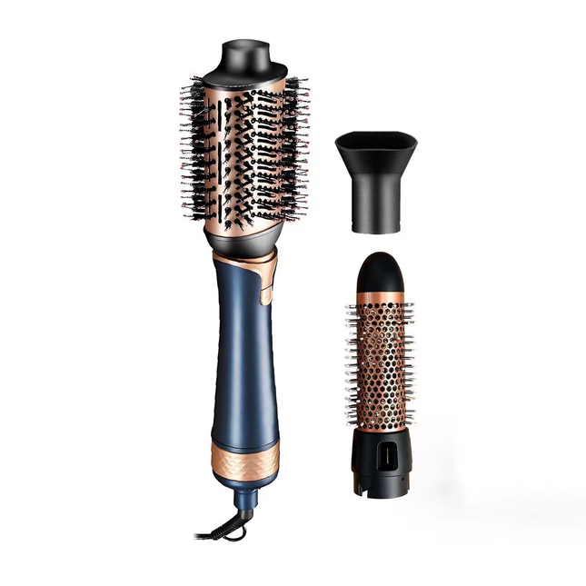 Spazzola Asciugacapelli 3 in 1 ad Aria Calda con 2 Testine Intercambiabili – Phon Spazzola Professionale con 3 Temperature e 3 Velocità, Riscaldamento Rapido 30s, Beccuccio Styling per Lisciare, Volumizzare e Modellare