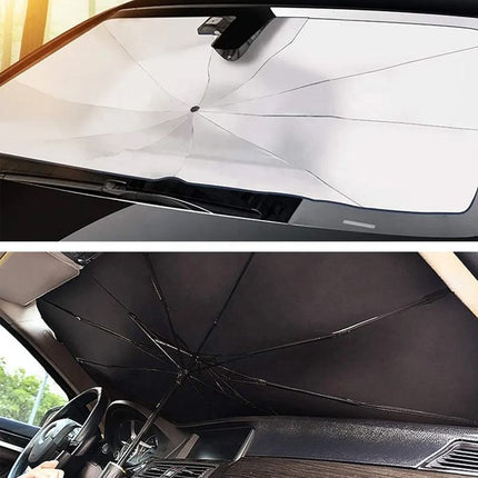 Parasole Auto Pieghevole a Ombrello – Copri Parabrezza Anti Calore e UV, Parasole Universale per Auto, Facile da Aprire e Richiudere, Compatto con Custodia