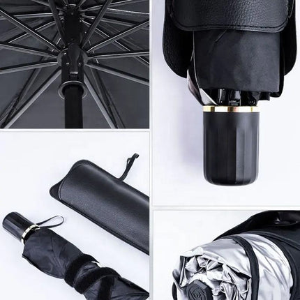Parasole Auto Pieghevole a Ombrello – Copri Parabrezza Anti Calore e UV, Parasole Universale per Auto, Facile da Aprire e Richiudere, Compatto con Custodia