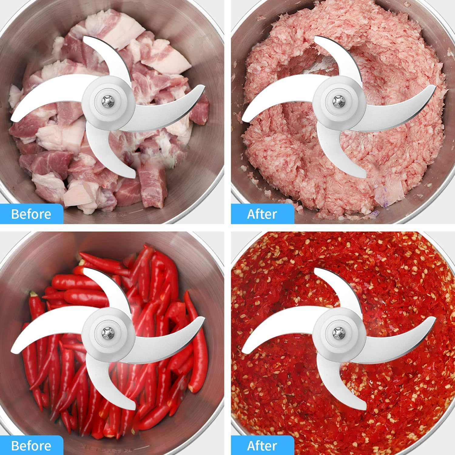 Tritatutto Cucina Elettrico da 3 Litri con Motore Potente e Ciotola in Acciaio SUS 304 per Carne Verdure e Ortaggi