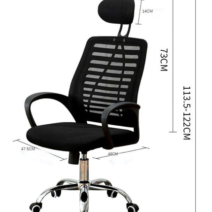 Sedia da Ufficio Ergonomica con Poggiatesta, Sedia Scrivania in Rete Traspirante con Braccioli e Altezza Regolabile, Poltrona Girevole con Ruote per Studio, Casa e Ufficio