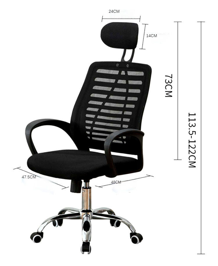 Sedia da Ufficio Ergonomica con Poggiatesta, Sedia Scrivania in Rete Traspirante con Braccioli e Altezza Regolabile, Poltrona Girevole con Ruote per Studio, Casa e Ufficio