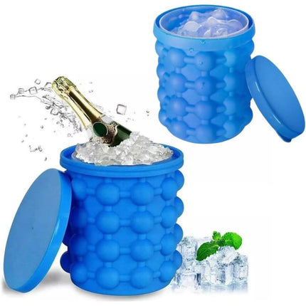 Secchiello Ghiaccio in Silicone con Coperchio – Ice Maker Manuale Salvaspazio, Contenitore per Cubetti Ghiaccio, Senza BPA, per Cocktail, Bevande e Party
