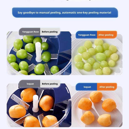 Sbucciatore Elettrico Automatico Frutta e Verdura – Pelatrice Multifunzione con 1 Tasto, Taglio e Sbucciatura Rapida, Contenitore Integrato, Facile da Pulire