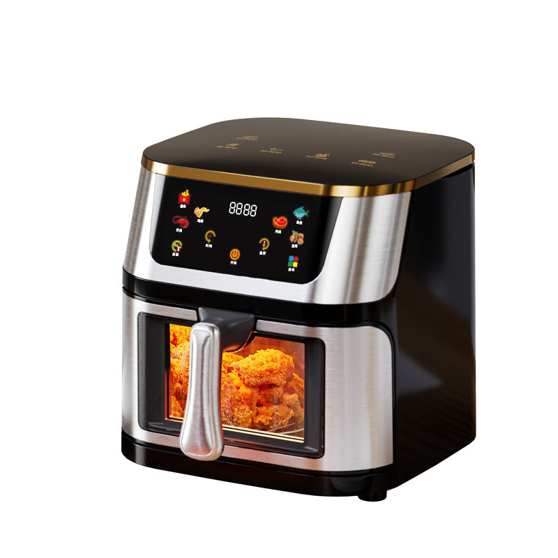 Friggitrice ad Aria 10L Extra Large con Cestello in Vetro – 1400W, Display Touch Digitale, Programmi Preimpostati e Personalizzabili, Cottura Sana Senza Olio, Rivestimento Antiaderente 220-240V 50Hz