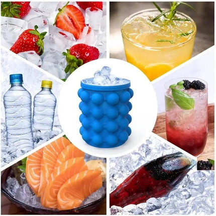 Secchiello Ghiaccio in Silicone con Coperchio – Ice Maker Manuale Salvaspazio, Contenitore per Cubetti Ghiaccio, Senza BPA, per Cocktail, Bevande e Party
