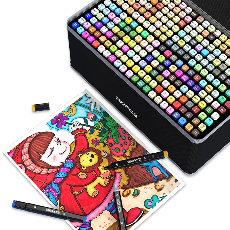 Set Pennarelli Professionali a Base Alcolica 80 Colori – Doppia Punta, Colori Intensi, Astuccio Incluso per Disegno, Illustrazione e Coloring