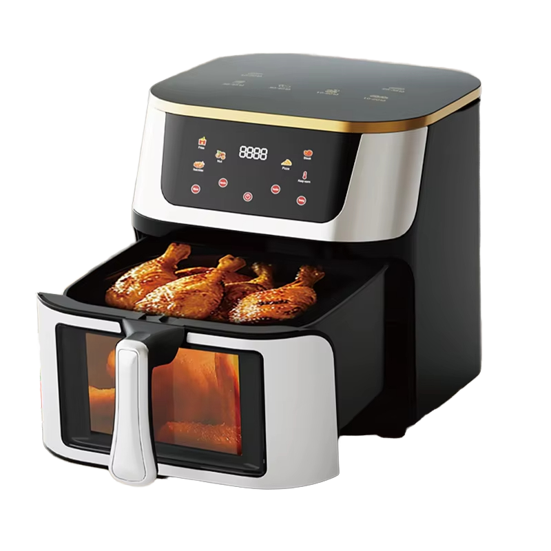 Friggitrice ad Aria 10L Extra Large con Cestello in Vetro – 1400W, Display Touch Digitale, Programmi Preimpostati e Personalizzabili, Cottura Sana Senza Olio, Rivestimento Antiaderente 220-240V 50Hz