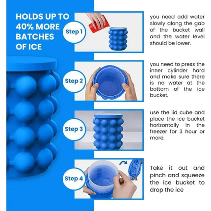 Secchiello Ghiaccio in Silicone con Coperchio – Ice Maker Manuale Salvaspazio, Contenitore per Cubetti Ghiaccio, Senza BPA, per Cocktail, Bevande e Party