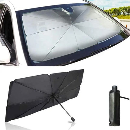 Parasole Auto Pieghevole a Ombrello – Copri Parabrezza Anti Calore e UV, Parasole Universale per Auto, Facile da Aprire e Richiudere, Compatto con Custodia