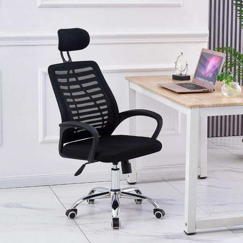 Sedia da Ufficio Ergonomica con Poggiatesta, Sedia Scrivania in Rete Traspirante con Braccioli e Altezza Regolabile, Poltrona Girevole con Ruote per Studio, Casa e Ufficio