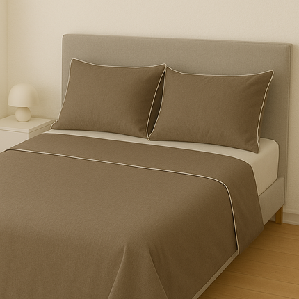Completo Lenzuola Matrimoniali 100% Cotone Made in Italy – Set Letto Elegante con Profilo Decorativo, Stile Moderno e Fantasia Tinta Unita Disponibile in Diverse Raffinate Colorazioni
