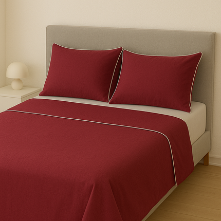 Completo Lenzuola Matrimoniali 100% Cotone Made in Italy – Set Letto Elegante con Profilo Decorativo, Stile Moderno e Fantasia Tinta Unita Disponibile in Diverse Raffinate Colorazioni